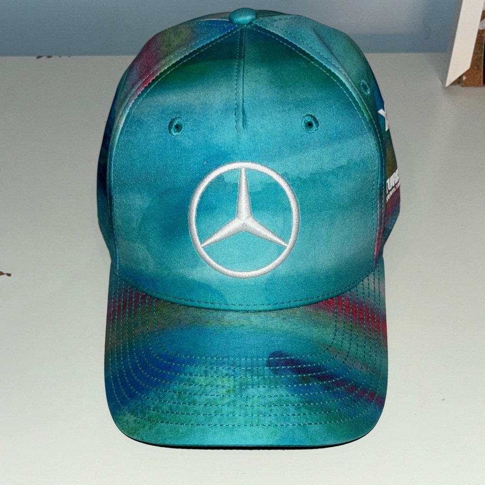 Mercedes-Benz Embroidered Logo Tie-Dye Cap - Teal Blue